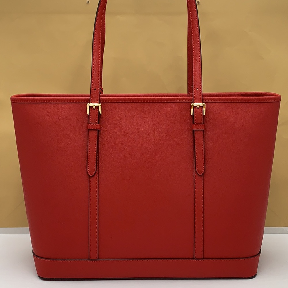 MICHAEL KORS JET SET TRAVEL LARGE TOP ZIP SHOULDER TOTE FLAME COLOR - Picture 2 of 14